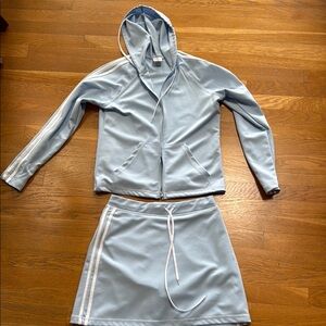 Light Blue Hoodie and Skirt Set